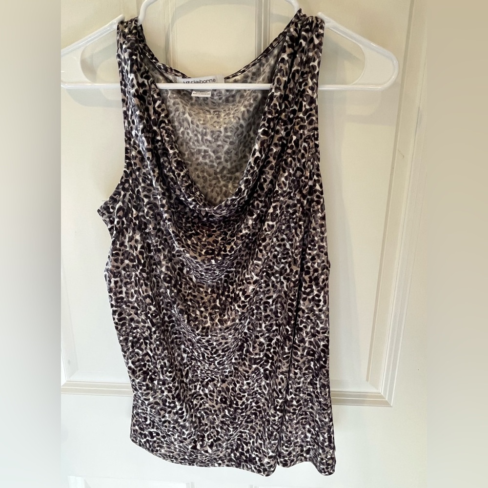 Liz Claiborne Leopard Sleeveless Blouse Size Petite XL